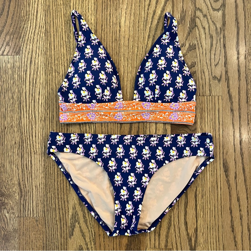 J.Crew Bikini Size XS Navy Block Print
